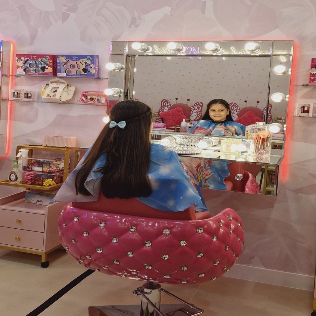 Party haircut for a child at StarKids Salon in Dubai