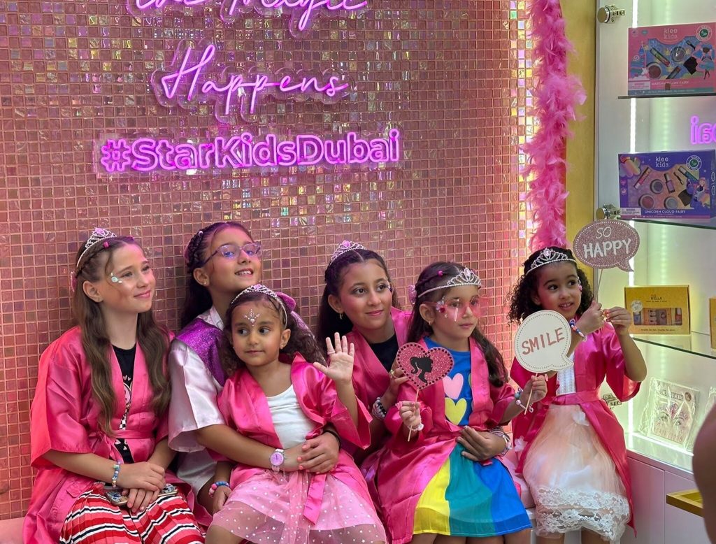 Kids enjoying a fun birthday spa party at StarKids Salon & Spa in Dubai