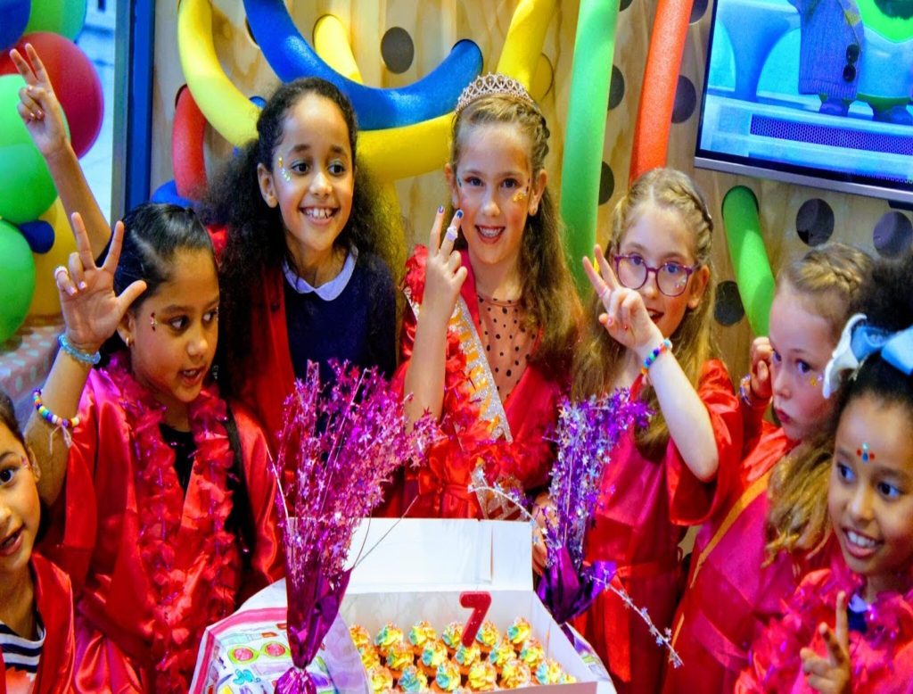 Kids enjoying a fun birthday party at StarKids Salon & Spa in Dubai