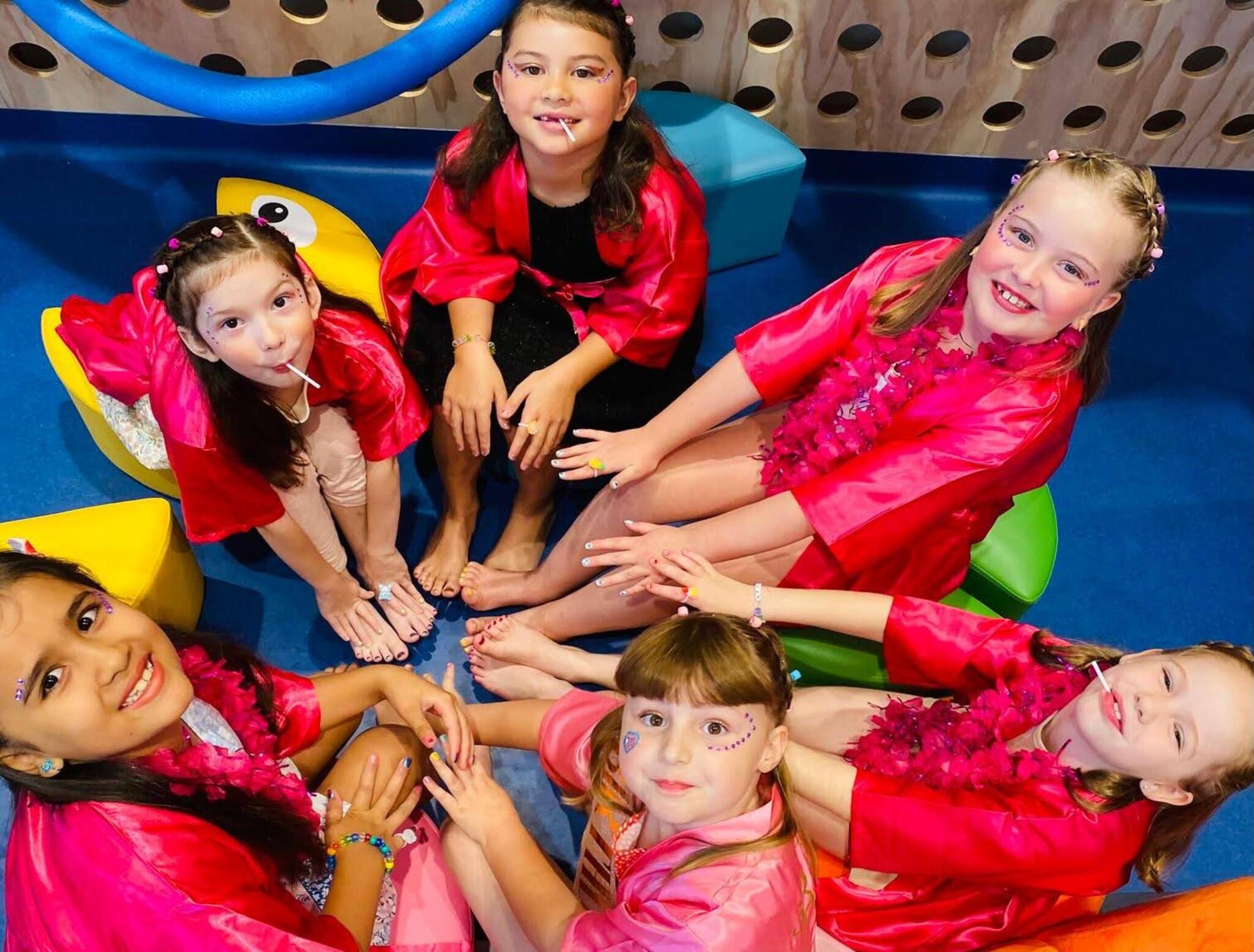 Colorful themed kids sparty setup at StarKids Salon & Spa Dubai