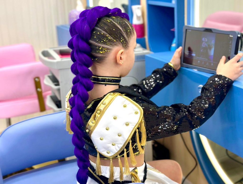 Child wearing Rumy braids hairstyle at StarKids Salon & Spa in Dubai